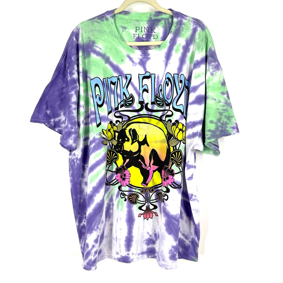 Pink Floyd Animals Pig Logo Tie Dye Cotton T-Shirt Purple Blue Size 1X/2X NWOT - Picture 3 of 10